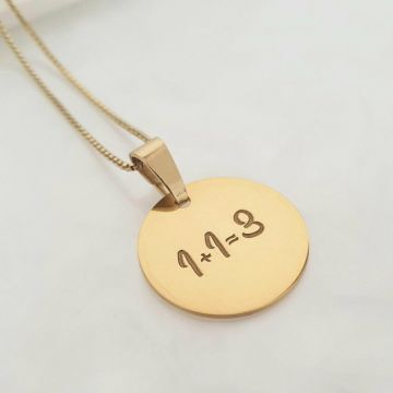 Lantisor personalizat - 1+1=3 - Argint 925 placat cu Aur Galben 18K