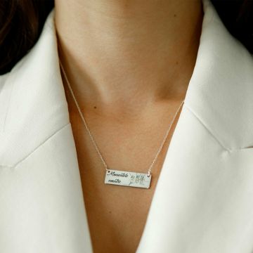 Lantisor personalizat cu pandantiv placuta - Momentele noastre - Argint 925