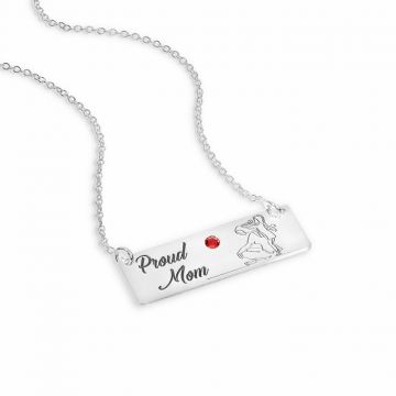 Lantisor personalizat cu pandantiv placuta - Proud mom - Argint 925 - Cristal Swarovski