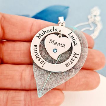 Lantisor personalizat - Mama sau Bunica - Argint 925 - cristal Swarovski