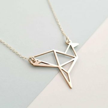 Lantisor personalizat - Origami Cocor - Argint 925