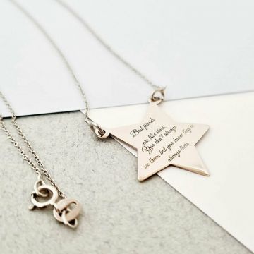 Lantisor personalizat - Stea - Aur Alb 14K