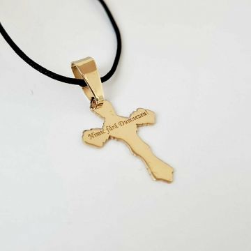 Pandantiv Cruce - Gravura personalizata - Aur Galben 14K