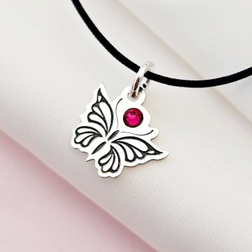 Pandantiv Fluture cu aripile deschise - Argint 925 - cristal Swarovski