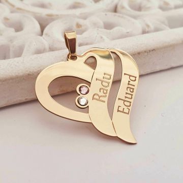 Pandantiv Iubire Pura - Aur Galben 14k - Cristale Swarovski