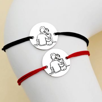 Set 2 bratari - cuplu - 2 prieteni - frate si sora - Argint 925, snur reglabil