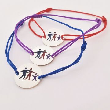 Set 3 bratari personalizate si decorate cu email colorat - Model familie 3 membri - Banuti Argint 925 - snur reglabil