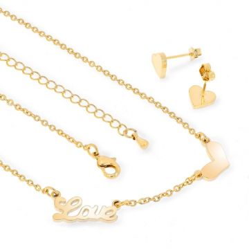 Set colier si cercei - True Love - placat cu aur 18K