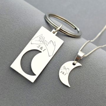 Set Cuplu - breloc si lantisor - Argint 925