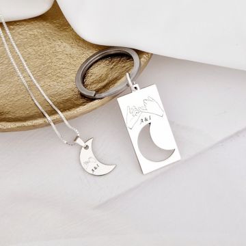Set Cuplu - breloc si lantisor - Argint 925