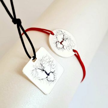 Set pandantiv si bratara decorate cu email colorat - Dragoste cu radacini adanci - Argint 925
