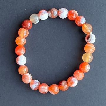 Brățară fațetată agat portocaliu 8 mm