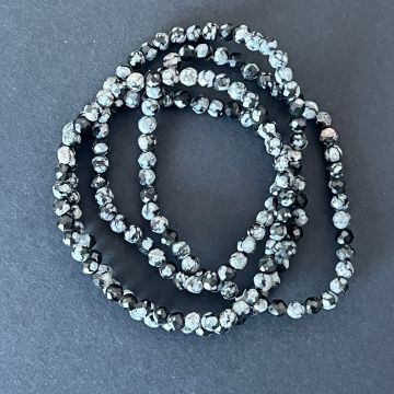 Brățară fațetată obisidian fulgi de zapada 4.5 mm