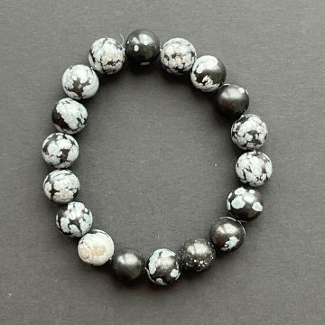 Brățară obisidian fulgi de zapada 10 mm