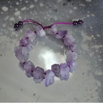 Bratara ametist pietre brute șnur reglabil