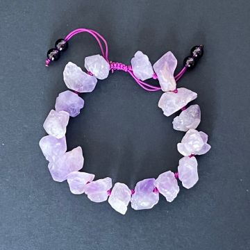 Bratara ametist pietre brute șnur reglabil