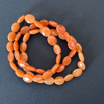Bratara fatetata aventurin portocaliu discuri ovale 8–9 x 9–10 mm