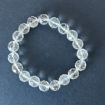 Bratara fatetata cuart de stanca/cristal incolor 9-10 mm