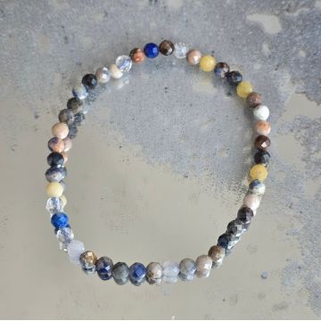 Bratara fatetata sfere colorate 7 chakre 4 mm