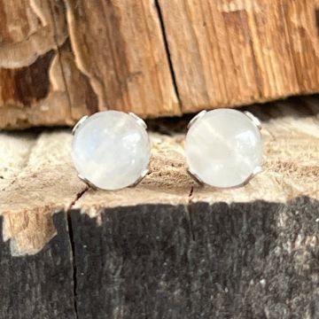 Cercei stud piatra lunii sfere 6 mm