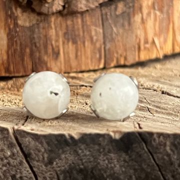 Cercei stud piatra lunii sfere 9 mm