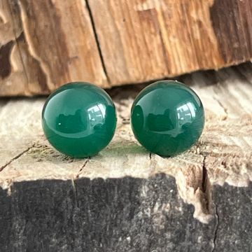Cercei stud sfere agat verde