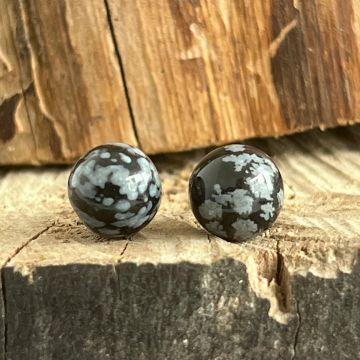 Cercei stud sfere obsidian fulgi de zapada