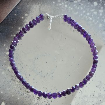 Colier cu ametist natural fatetat Aurora#117