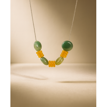 Colier din argint 925 cu aventurin şi jad | El Sol - Default Title