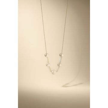 Colier din argint 925 cu cristal de stâncǎ şi coral | Nereis - Default Title