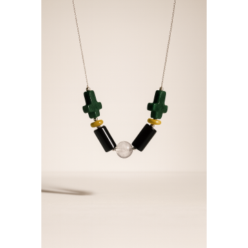 Colier din argint 925 cu cristal de stâncǎ şi jad | Axis - Default Title