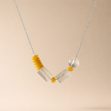 Colier din argint 925 cu jad si cristal de stâncǎ | Aura - Default Title