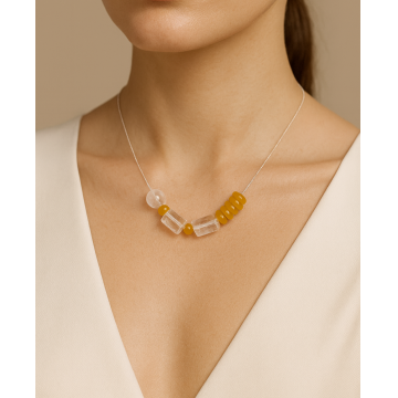 Colier din argint 925 cu jad si cristal de stâncǎ | Aura - Default Title