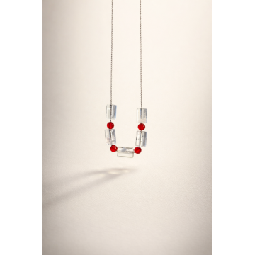 Colier din argint 925 cu jad si cristal de stâncǎ | Inima de gheațǎ - Default Title