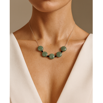 Colier din argint 925 cu jad si obsidian | Mentha Piperita - Default Title