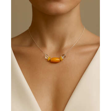 Colier din argint 925 cu onix si cristal de stâncǎ | Aetas - Default Title