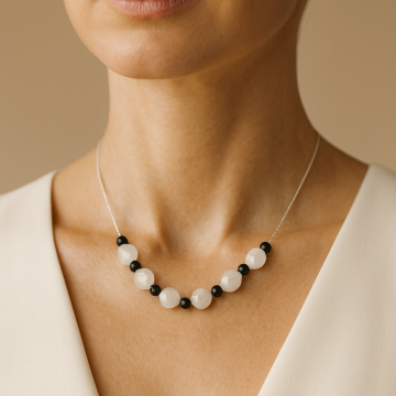 Colier din argint 925 cu onix si cristal de stâncǎ | Salpiper - Default Title