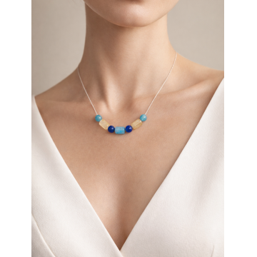 Colier din argint 925 cu onix şi jad | Aegea - Default Title