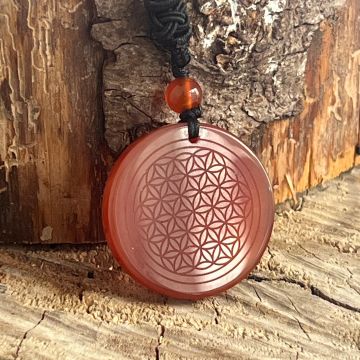 Colier pandantiv carneol | Flower of Life