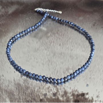 Colier safir natural fațetat Midnight #119