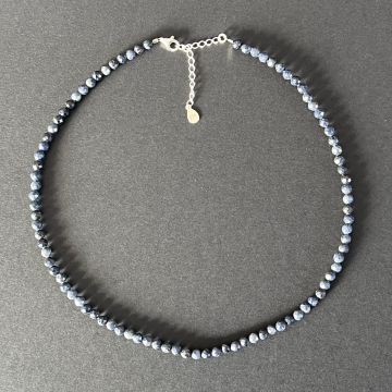 Colier safir natural fațetat Midnight #119