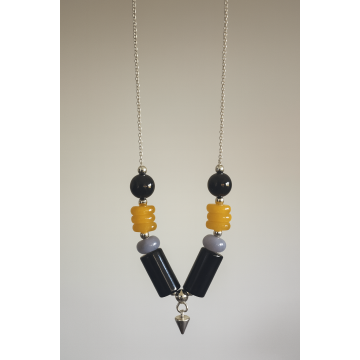 Colier din argint 925 cu onix si jad | Contraria - Default Title