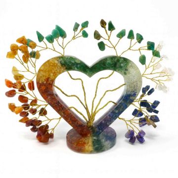 Copacel Orgonic cu 7 Pietre Naturale ,   Forma Inima pentru Cele 7 Chakre