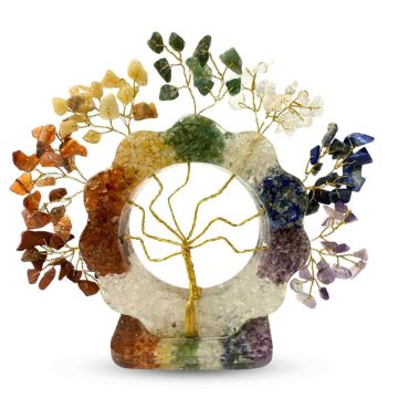 Copacel Orgonic Floare cu 7 Pietre Naturale pentru Echilibru Chakre ,   15x15 cm