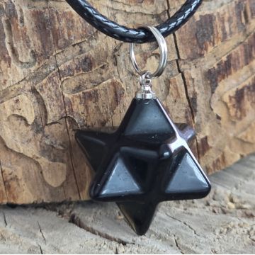 Pandantiv obsidian | Merkaba