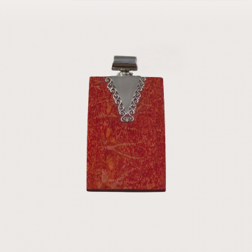 Pandantiv rectangular din argint 925 cu coral, design statement