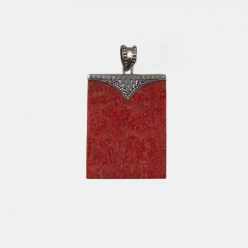 Pandantiv statement din argint 925, cu coral natural