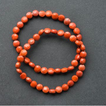 Brățară fațetată jasp rosu discuri rotunde 6x4 mm
