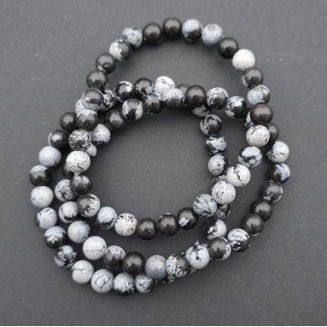 Brățară obisidian fulgi de zapada 6-7 mm