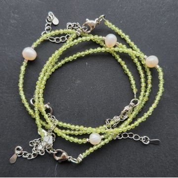 Brățară reglabila fatetata peridot 2 mm | Pearl